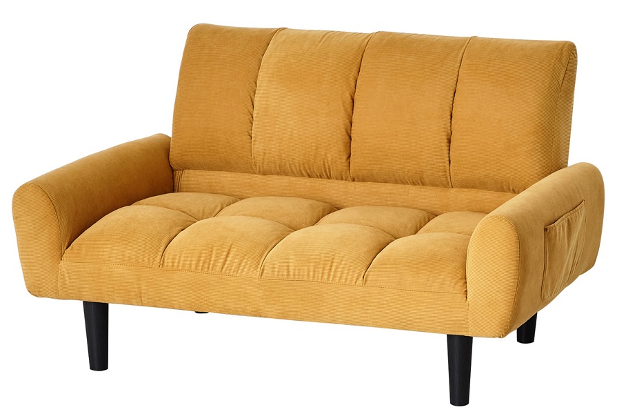 クロシオ 28750 2人掛けコーデュロイソファー(幅112.5×奥行63×高さ66cm・パンプキンイエロー) 28750クロシオ