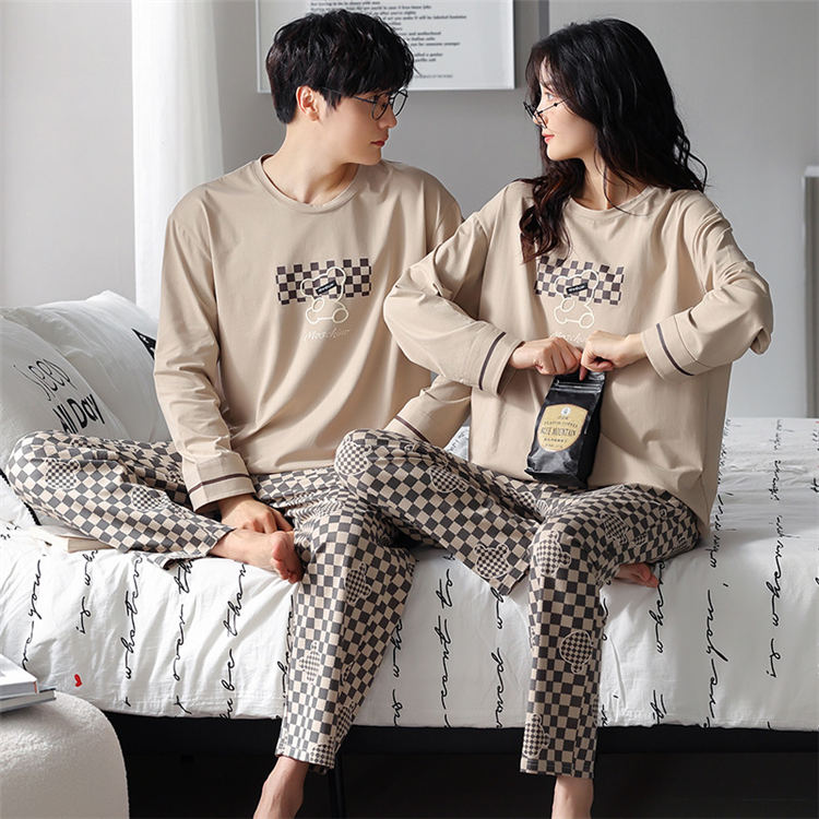 ペアパジャマ カップル クマ柄 秋冬 長袖 ルームウエア ペアルック 部屋着 パンツセット チェック柄 ペアお揃い 寝巻き ナイトウェア フランネル レディース メンズ パジャマ 韓国 可愛い あった