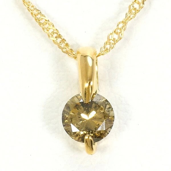 K18 18金 YG イエローゴールド ネックレス ブラウンダイヤ 0.2 ジュエリー 中古