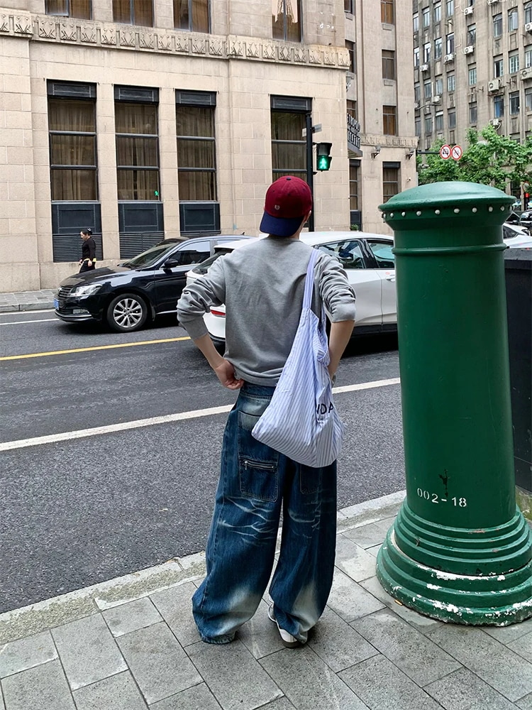 秋冬 韓国トレンドデニムパンツ ボトムス ジーンズ ファッション系スタイル ゆるダボ ジーンズ シルエット加工ゆったり レディース カジュアル 春夏 メンズライク