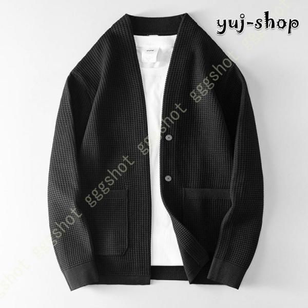 カーディガン メンズ 冬服 セーター ニット vネック 長袖 秋冬服 ボ 無地 ゆったり 暖かい シン 軽量 毛玉にならない 冷房対策 黒 シ お洒落