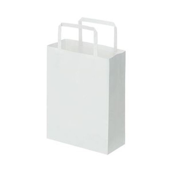 （まとめ）TANOSEE 紙手提袋 平紐 極小ヨコ180タテ240マチ幅80mm 白無地 1パック（50枚）20セット