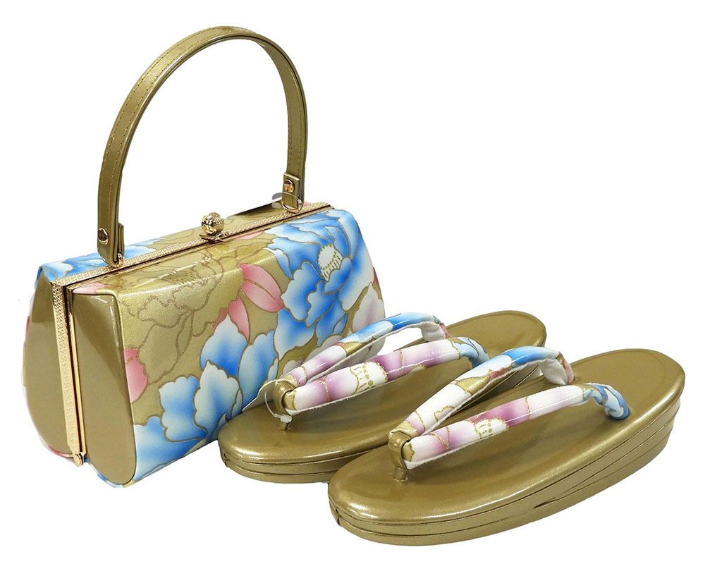 草履 バッグ 草履バッグセット S寸 振袖 小難あり 成人式 エナメル調 三枚芯 和装 着物 新品 n1418