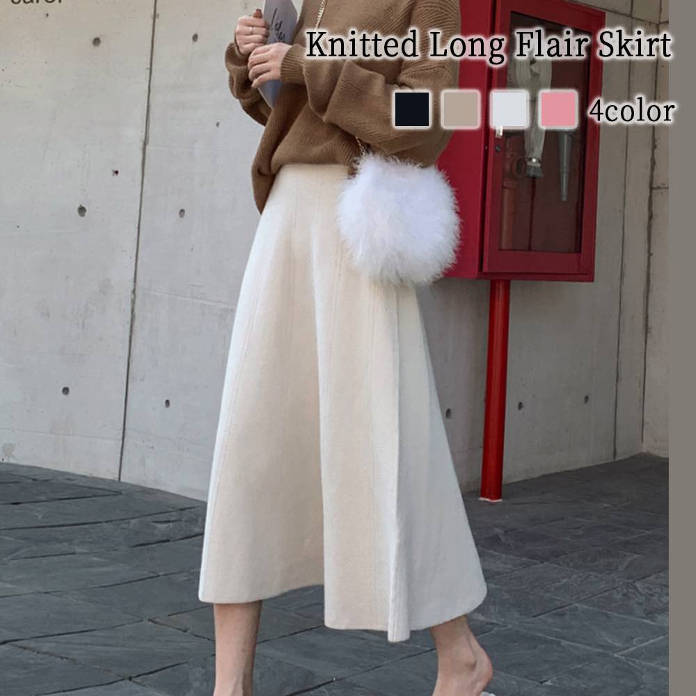 スカート レディース ニットロングフレアスカート 人気 フレアスカート ミニ ワンピース プリーツスカート 冬 スポーツ ゴルフウェア スーツ 春 40代 パンツ ロング カジュアル ニット 裏地 ひ