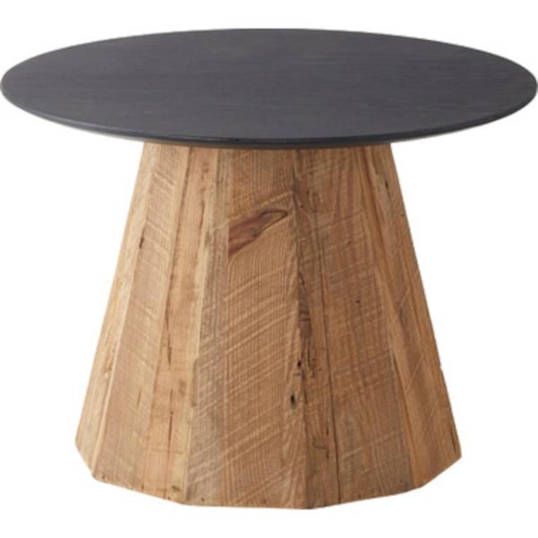 パイン古材とオーク黒天板のラウンドテーブル S 古材 北欧 モダン インダストリアル センターテーブル リビングテーブル サイドテーブル 黒 ブラック リビング