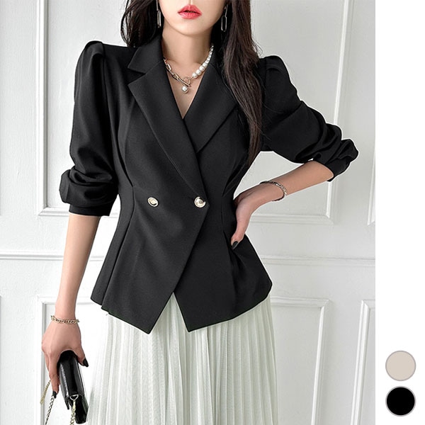 ジャケット ブラウス レディース 長袖 アウター トップス カシュクール Vネック パブスリーブ 上品 きれいめ 春 秋 30代 40代 50代 韓国 to25734