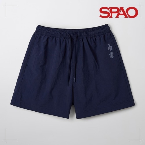 SPAO公式 南宮赫 ナイロン ボトムス GLOSSY NAVY 韓国人気 スパオ キャラクター