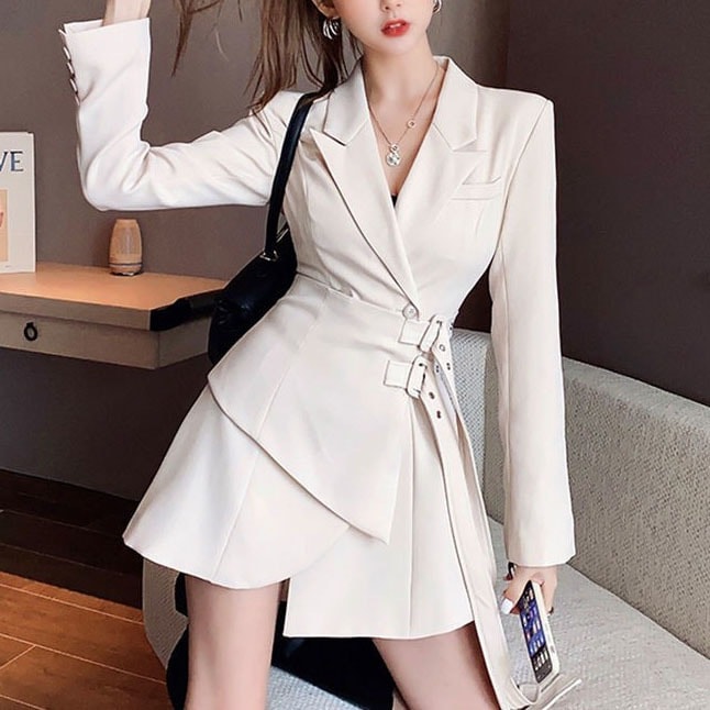 スーツドレスデザインニッチスーツジャケット女神fanzhaoストリートスリム気質長袖レースアップウエストスカート