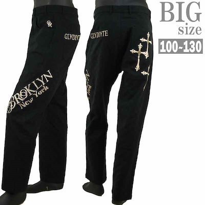 ストレッチパンツ 大きいサイズ メンズ クロス 刺 ロゴ お洒落