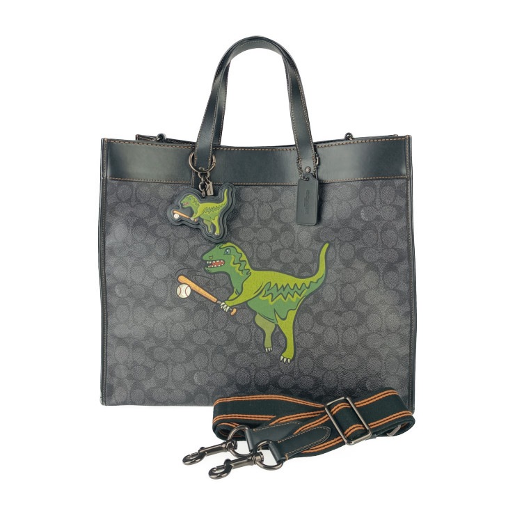 COACH コーチ トートバッグ レキシー プレイフィールド トート40 C4723 ブラック グレー PVC レザー ユニセックス 2WAY ショルダーバッグ シグネチャー【本物保証】
