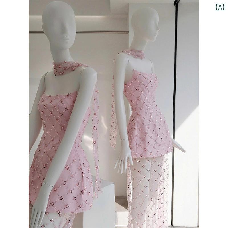 ドレス　パーティー　レディース 女性用 高級 チューブ トップ ドレス 夏の スタイル 豊かな 娘 スパンコール パーティー 誕生日 6,685円