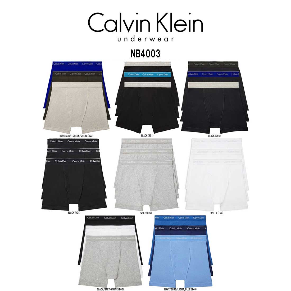 Calvin Klein ck ボクサーパンツ 前開き ロング コットン 綿 長め ロゴ 無地 3枚組 セット お買い得 パック メンズ 男性用 下着 NB4003