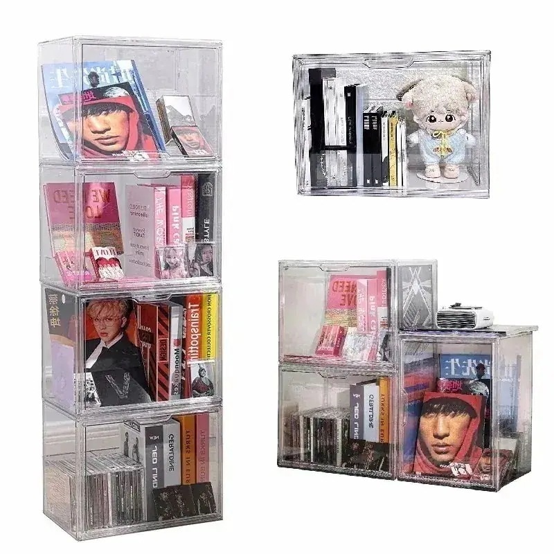透明 アクリル収納ケース 推し活 プラスチック ぬいぐるみ おもちゃ 靴 DVD CD 書類 缶バッジ フィギュア 化粧品 小物収納 卓上収納 展示用 収納ボックス CDラック kpopアルバム 収納 5,575円