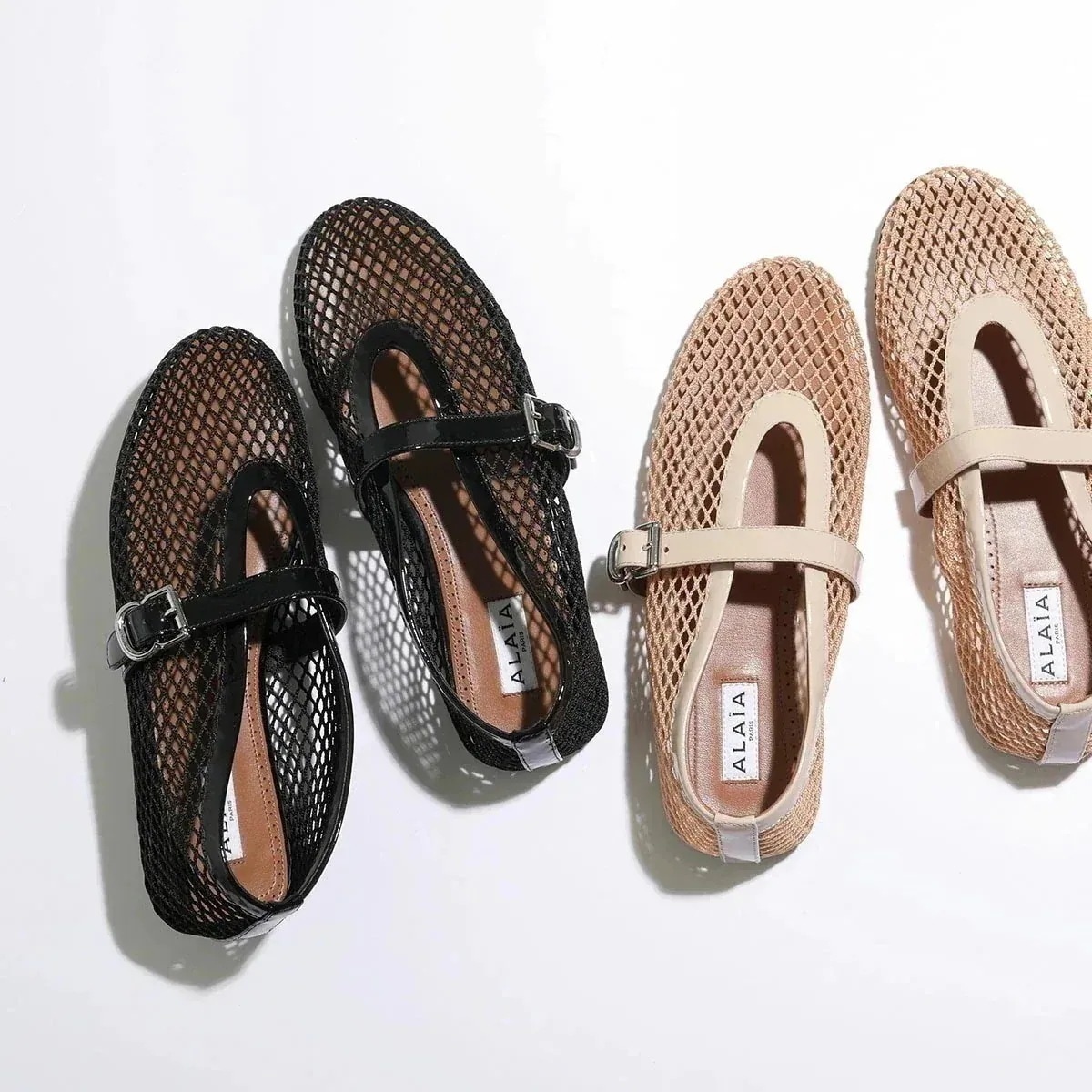 ALAIA アライア バレエシューズ BALLERINA STRAP AA3A029TK007 レディース フラットシューズ メリージェーンシューズ メッシュ