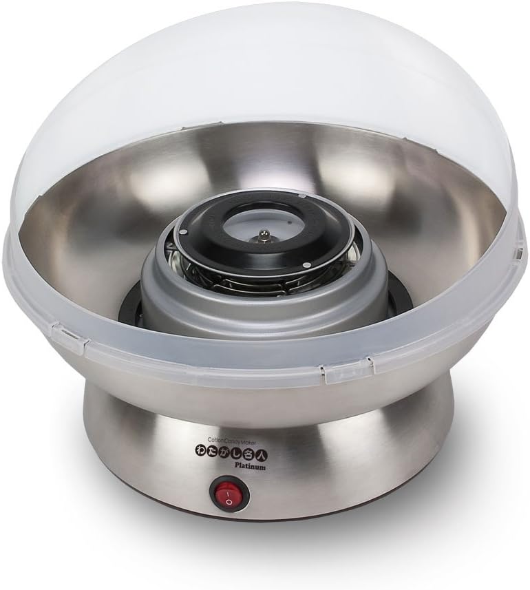 eモンズ わたあめメーカー 【 わたがし名人 プラチナム Platinum 】 家庭用 シルバー ステンレス仕様 名人スティック 専用バッグ付き わたあめ機 綿菓子機 綿菓子製造機 飴玉 ザラメ