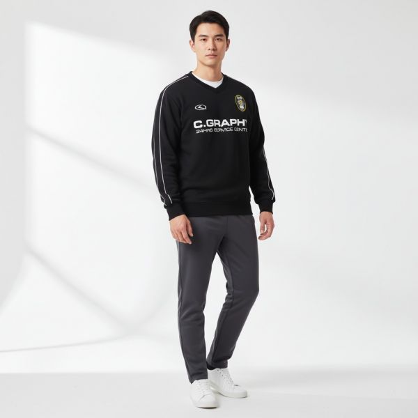 24H Track V-Neck Sweatshirt_Black