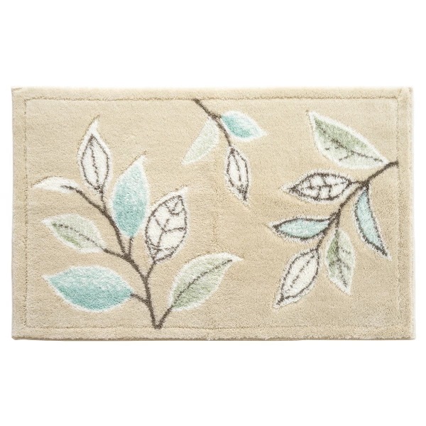 ステッチリーフ 吸着 50×80cm 玄関マット ベージュ 滑り止め 洗える 丸洗い 抗菌 防臭 エレガント