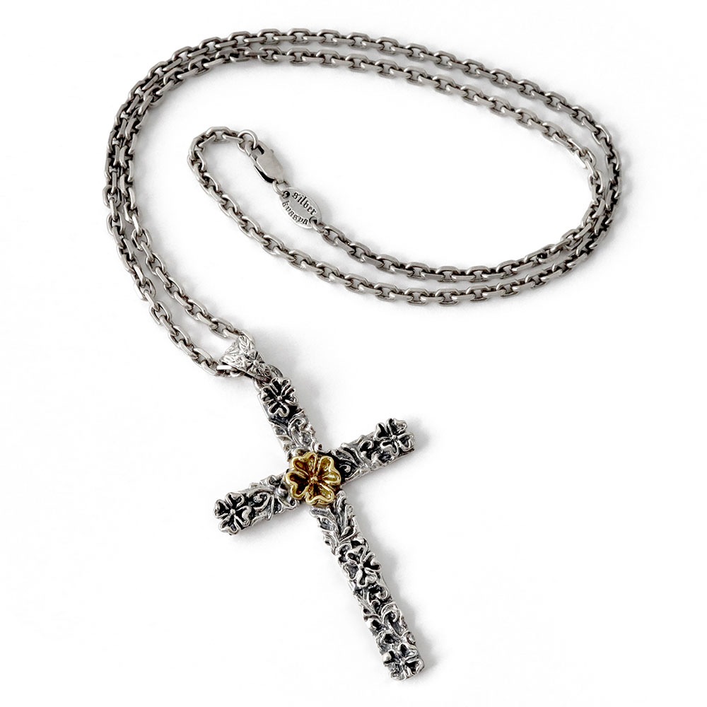 925 フラワークロスネックレス [ns139]