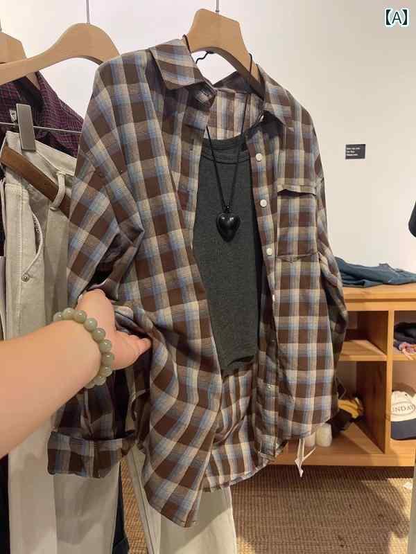 レディース チェック トップス 2025年秋ハイエンドな欧州かつアーティスティックなチェック柄シャツ高級感のある着こなしでのファッション