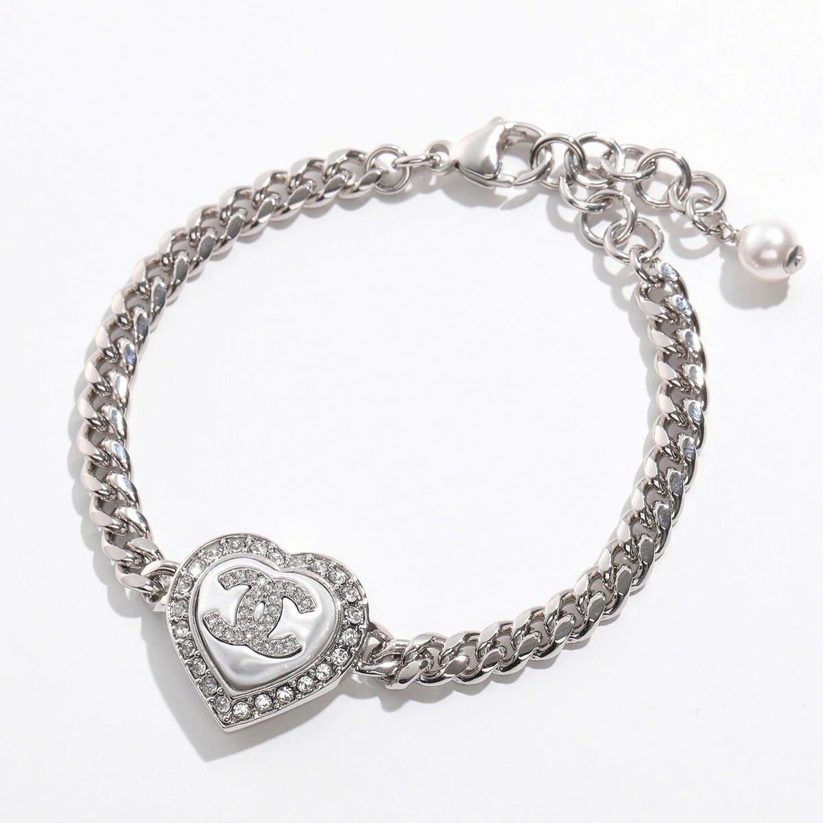 CHANEL シャネル ブレスレット ABB621 B14142 レディース ラインストーン パール ハート ココマーク CCロゴ チェーン アクセサリー NR575