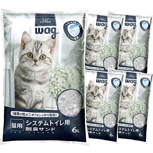 [Amazonブランド] Wag 無香 システムトイレ用 猫砂 脱臭サンド 6L5袋