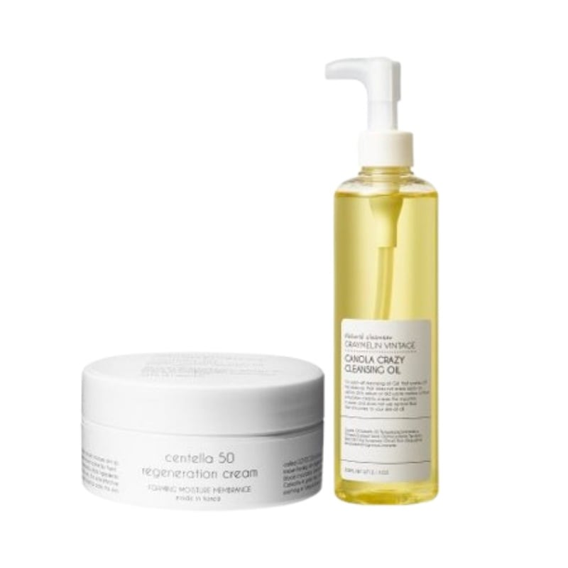 [新作]低刺激集中ケアセット(カノラ クレイジー クレンジングオイル300ml+センテラ リジェネレーションクリーム200g)