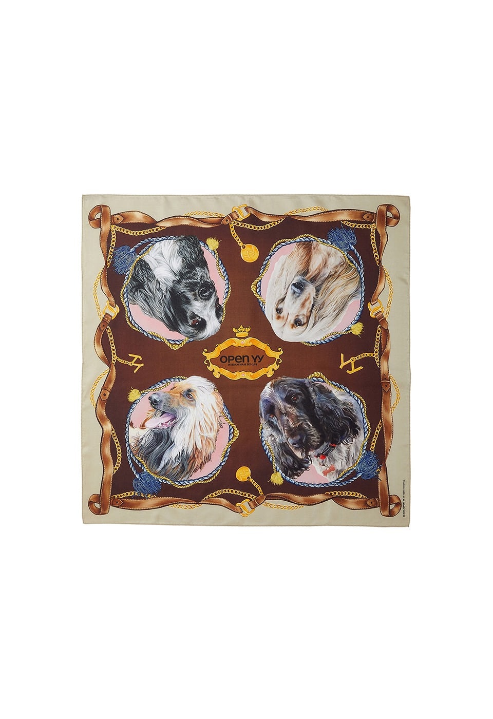 【OPEN Yy】 25FW PET CLUB PRINT SILK SCARF : KHAKI 9,576円