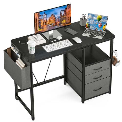 パソコンデスク ラック付き 100 x 60cm 引き出し ドリンクホルダー 在宅ワーク テレワーク
