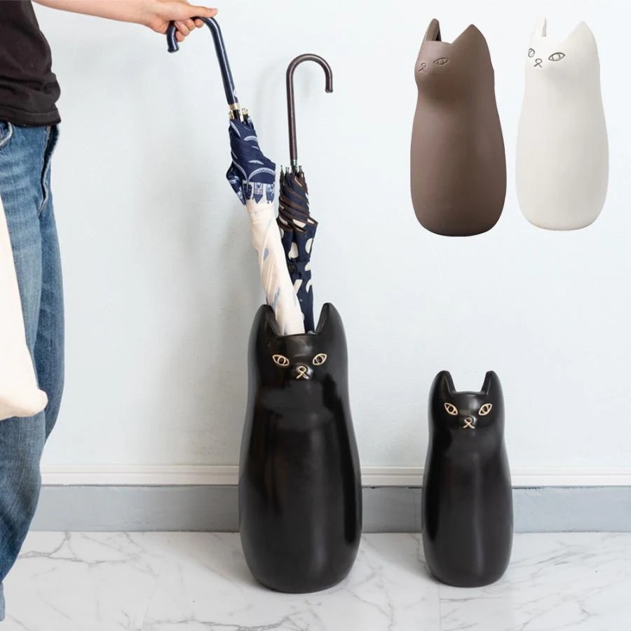 【本日限定】傘立て おしゃれ 陶器 スリム かさたて 玄関 かわいい 猫 ねこ ネコ アンブレラスタンド 玄関収納 収納 傘 傘入れ かさ コンパクト