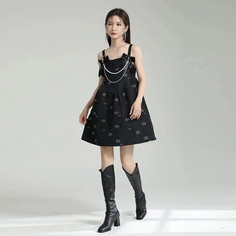 花柄 キャミワンピース レディースワンピース ハイウエスト 小柄 蝶結び ショートワンピース メガ割 【J.Fashion】