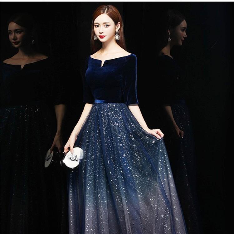 【即納】在庫処分 ロングドレス 演奏会 結婚式 ドレス 袖あり マキシ丈 aライン パーティードレス フォーマル ピアノ 発表会 二次会 ウェディング 花嫁 上品 大人