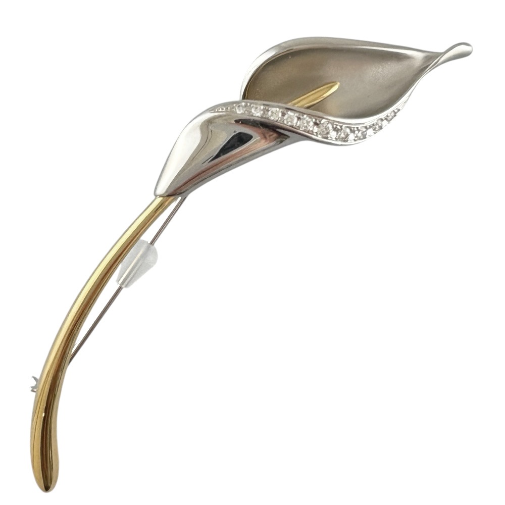 ミキモト ブローチ 18金 K18イエローゴールド ダイヤモンド MIKIMOTO 中古 美品