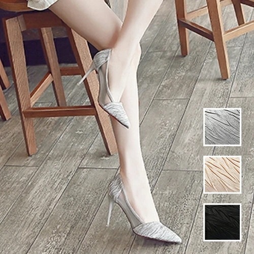 パンプス 韓国 ファッション レディース 春 夏 秋 冬 ブライダル お呼ばれ コーデ 成人式 二次会 同窓会 20代 30代 40代 50代 2025 セパレートパンプス風 シースルー ハイヒ