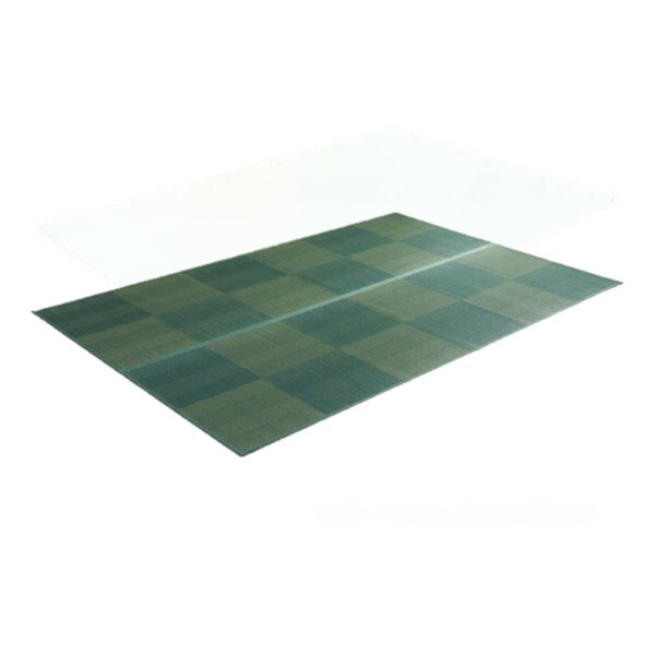 1031290042002 い草ラグ 花ござ カーペット 格子柄 ナチュラル 和室 洋室 裏不織布滑り止め 団地間6畳 (約255×340cm)レイクブルー 滑りにくい お手入れ簡単 メーカー直送