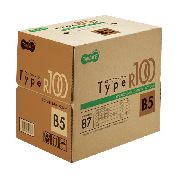 (まとめ) TANOSEE αエコペーパータイプR100 B5 1箱(2500枚:500枚×5冊) (×5セット)