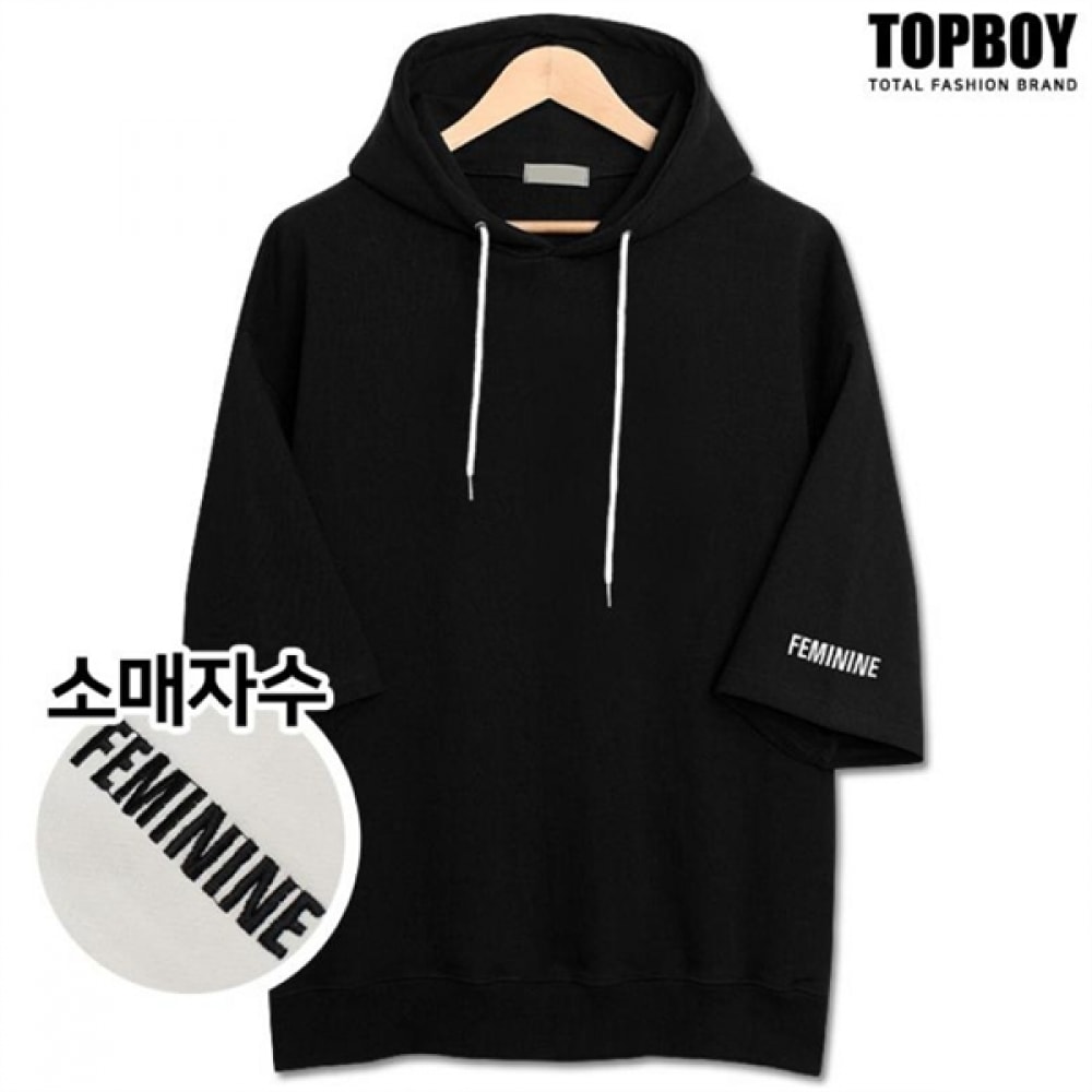 [トップボーイ] エンブロイダリーオーバーフィットフード付きショートスリーブTシャツ (ADD013)