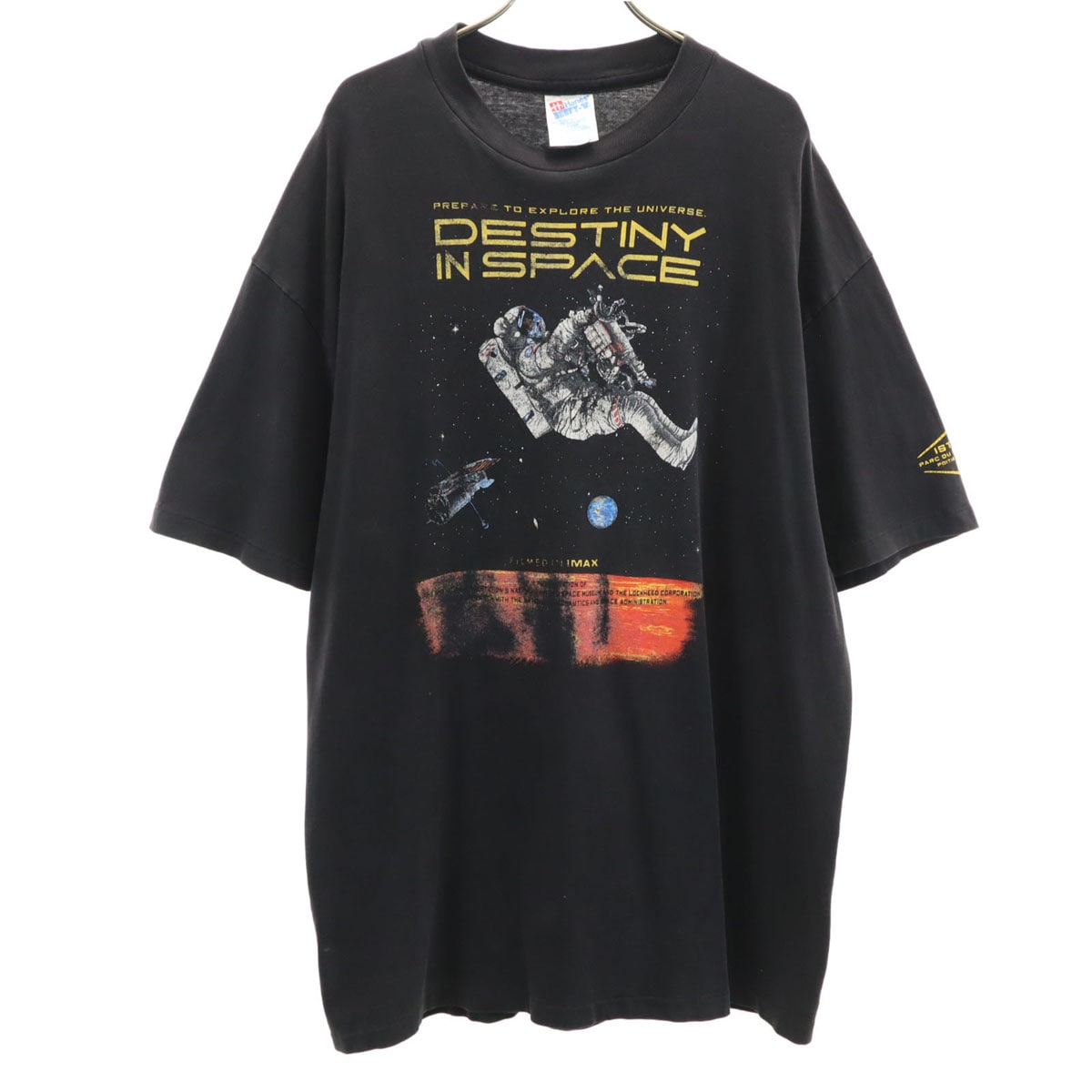 90s オールド USA製 US NAVY 海軍 DESTINY IN SPACE 半袖 Tシャツ XL ブラック BEEFY-T シングルステッチ メンズ 古着