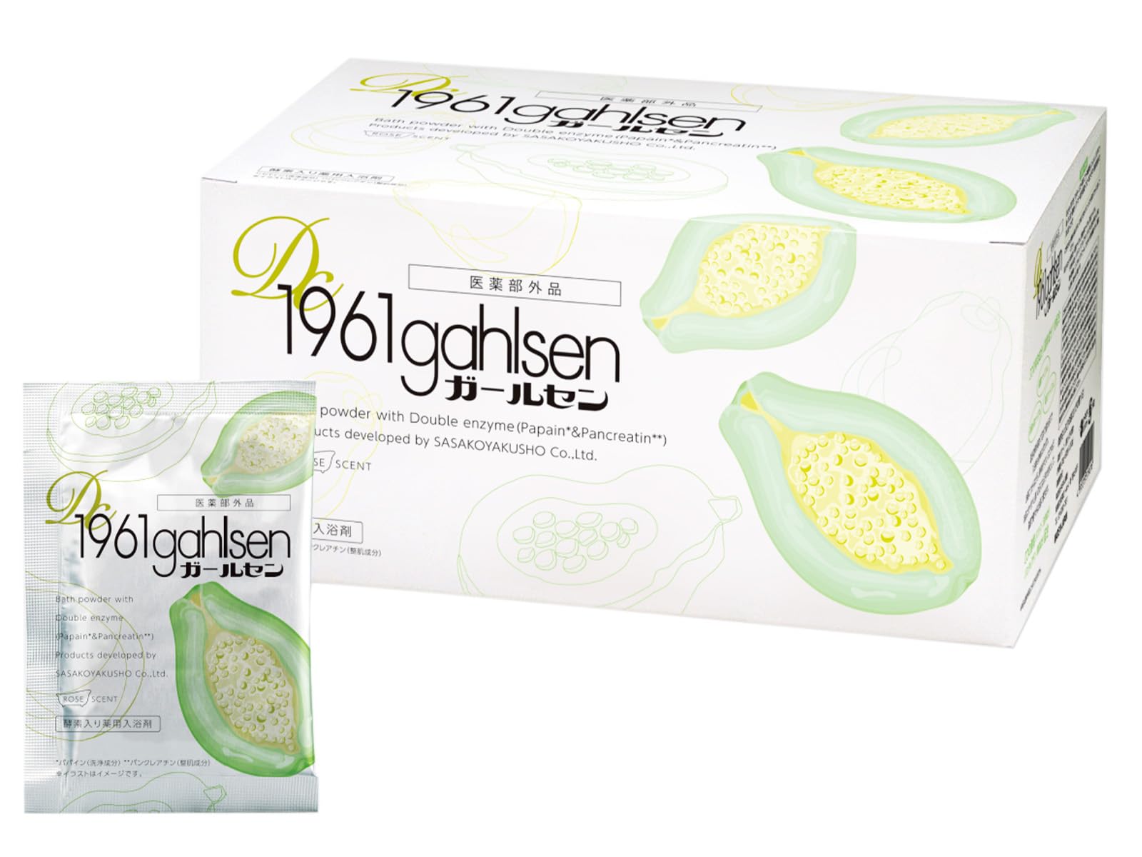 Qoo10最安値挑戦 ガールセン 60包入り (20g×60包) W酵素 入浴剤 さっぱり パパイン酵素 洗浄 温泉 温活 美肌 ニキビ 冷え性 バラの香り 塩素除去 リラックス しっとり 潤い 天然