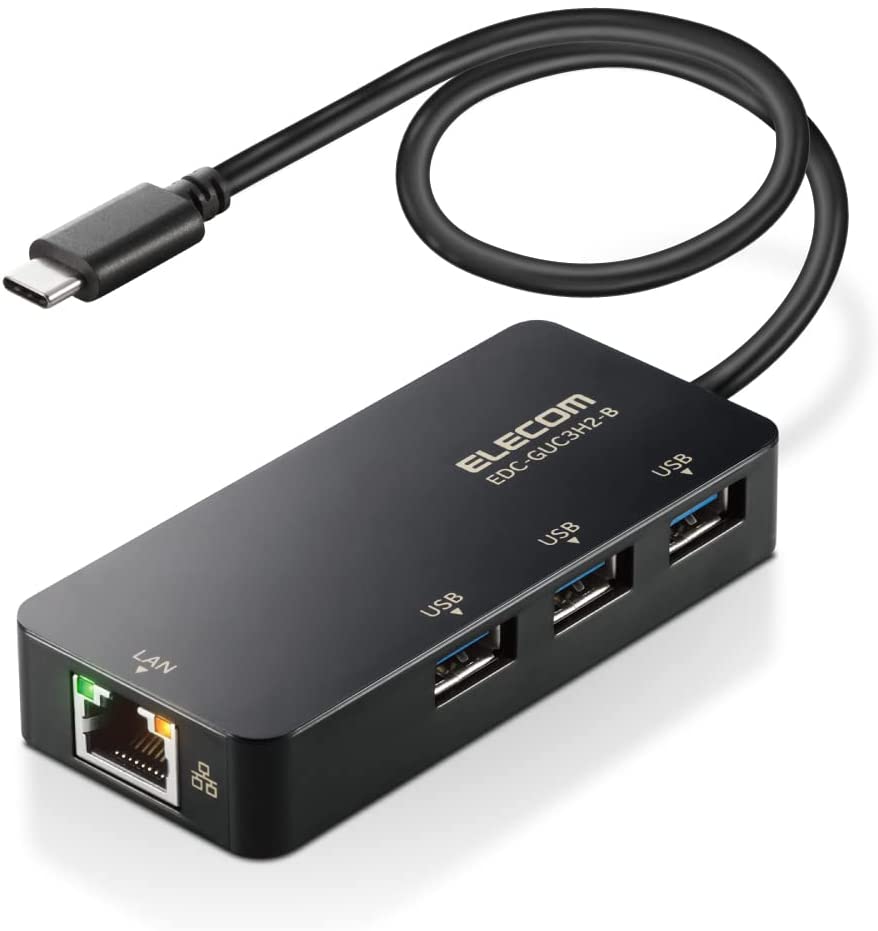 【本日限定価格】 エレコム EDC-GUC3H2-B ブラック USBハブ3ポート付 /USB3.0