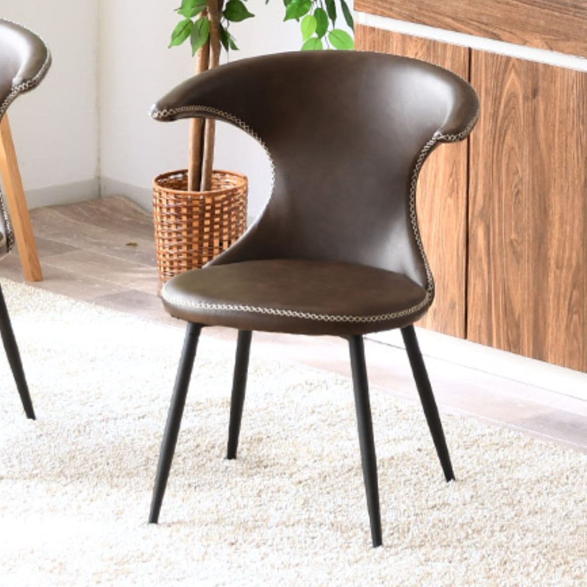 ダイニングチェア 2脚セット 座面高42cm ゴッソ チェア 椅子 セット レザー調 合成皮革 PVC ダイニング ヴィンテージ調 おしゃれ 異素材 スチール脚