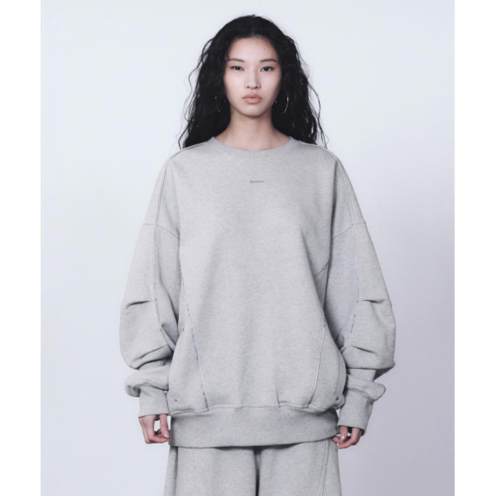TREEMINGBIRD TMB Logo Piping Sweat Shirt Melange Gray