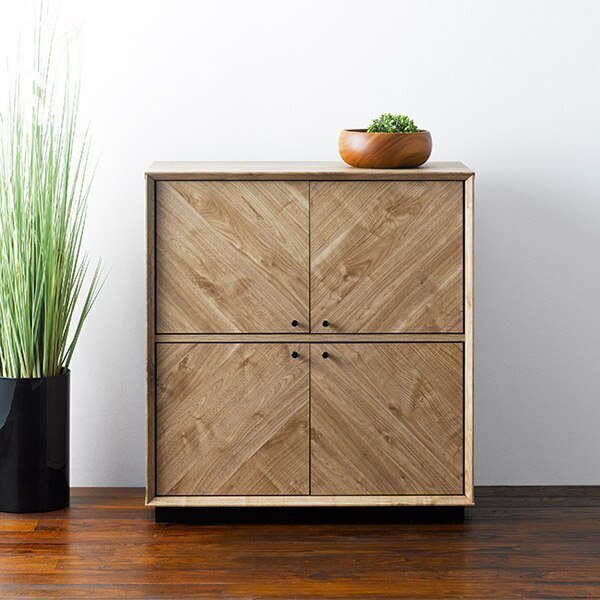 キャビネット 4枚扉 矢貼りデザイン アロー 約幅79cm