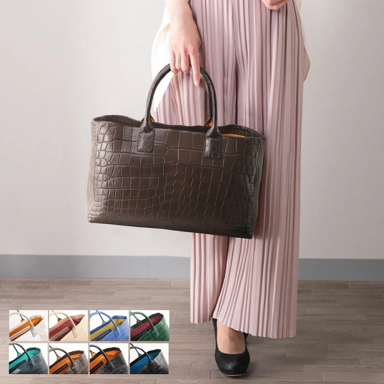 クロコダイルトートバッグセンター取りマット加工