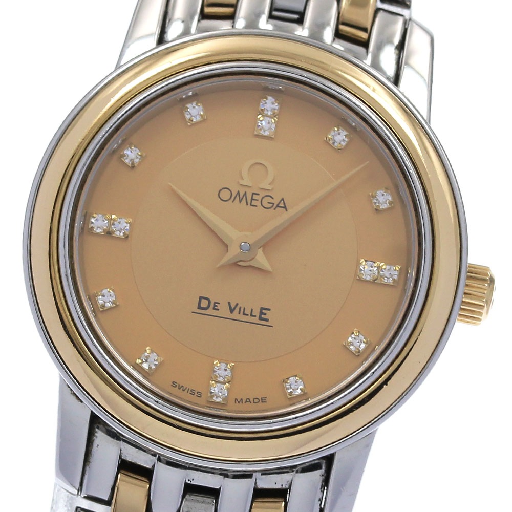 オメガ OMEGA 4370.16 デビル プレステージ インデックスダイヤ YGコンビ クォーツ レディース _825557【中古】