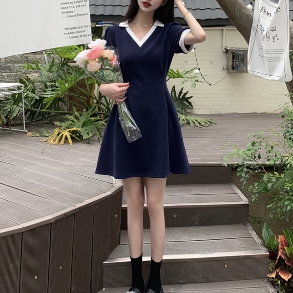 ワンピース 膝上丈 半袖 襟付き プルオーバー 大きいサイズ ウエストカバー かわいい 大人可愛い きれいめ シンプル カジュアル 大人 上品 おしゃれ お洒落 レトロ 大人女子 こなれ感 ラフ 5,561円