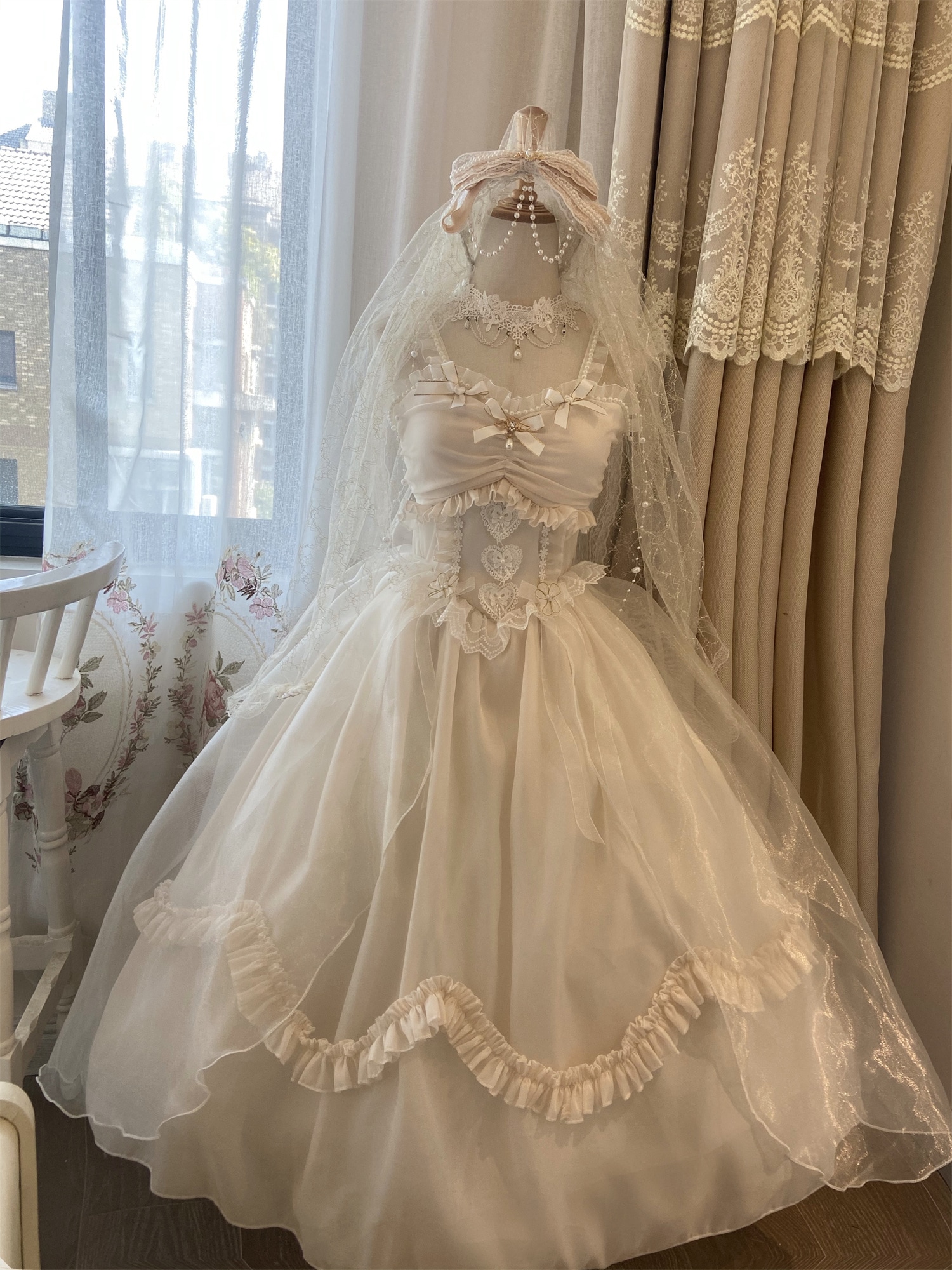 2023 道江王女殿下のロリータ結婚式ウェディングドレス大きなスカートストラップウェディングドレスリボンテールドレス 5,491円