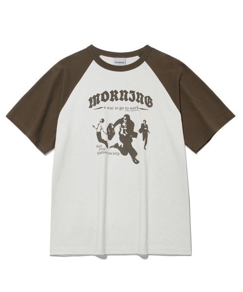 FILLUMINATE モダングラフィックラグランTシャツ-ブラウン