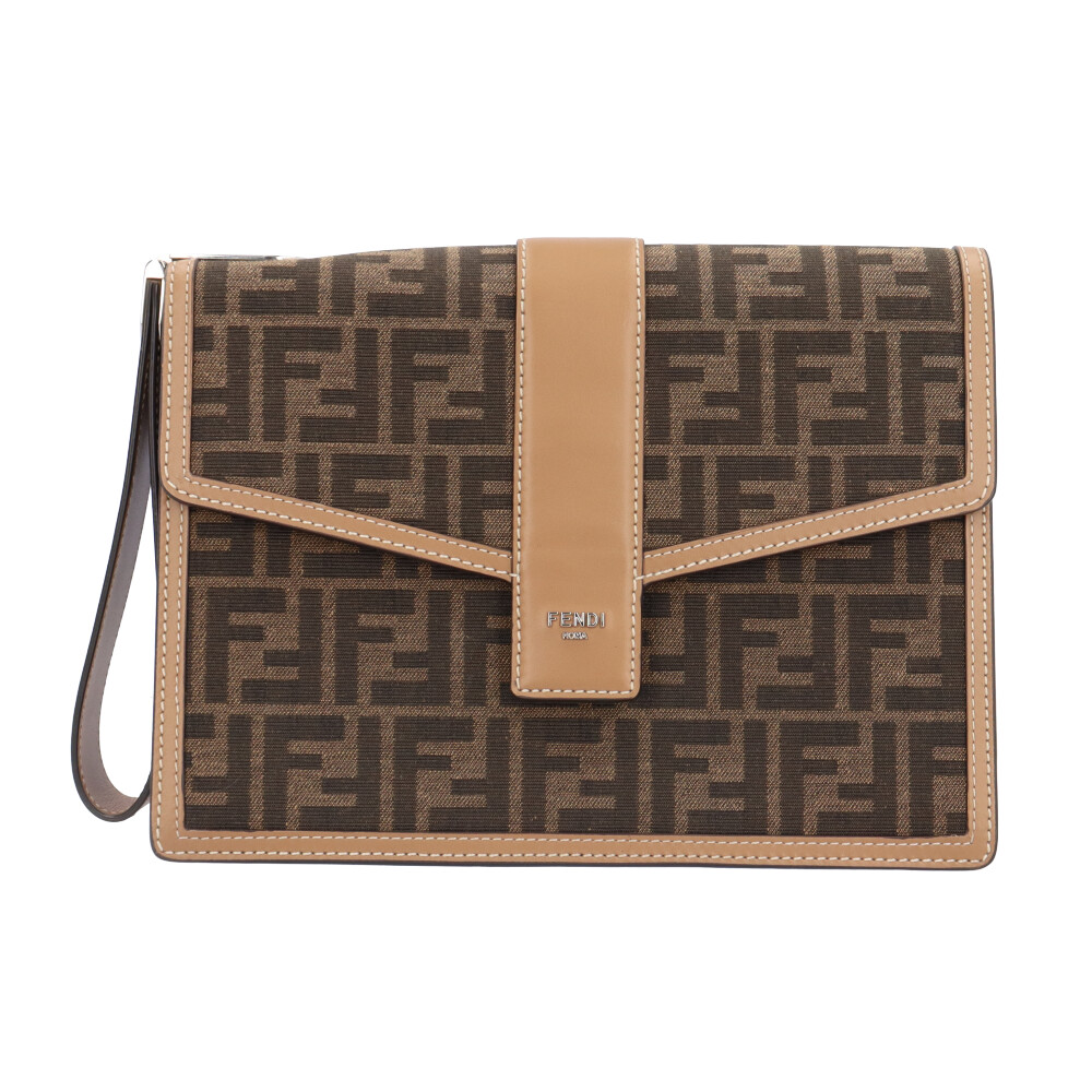 フェンディ ズッカ セカンドバッグ キャンバス 7VA568 ブラウン FENDI 中古