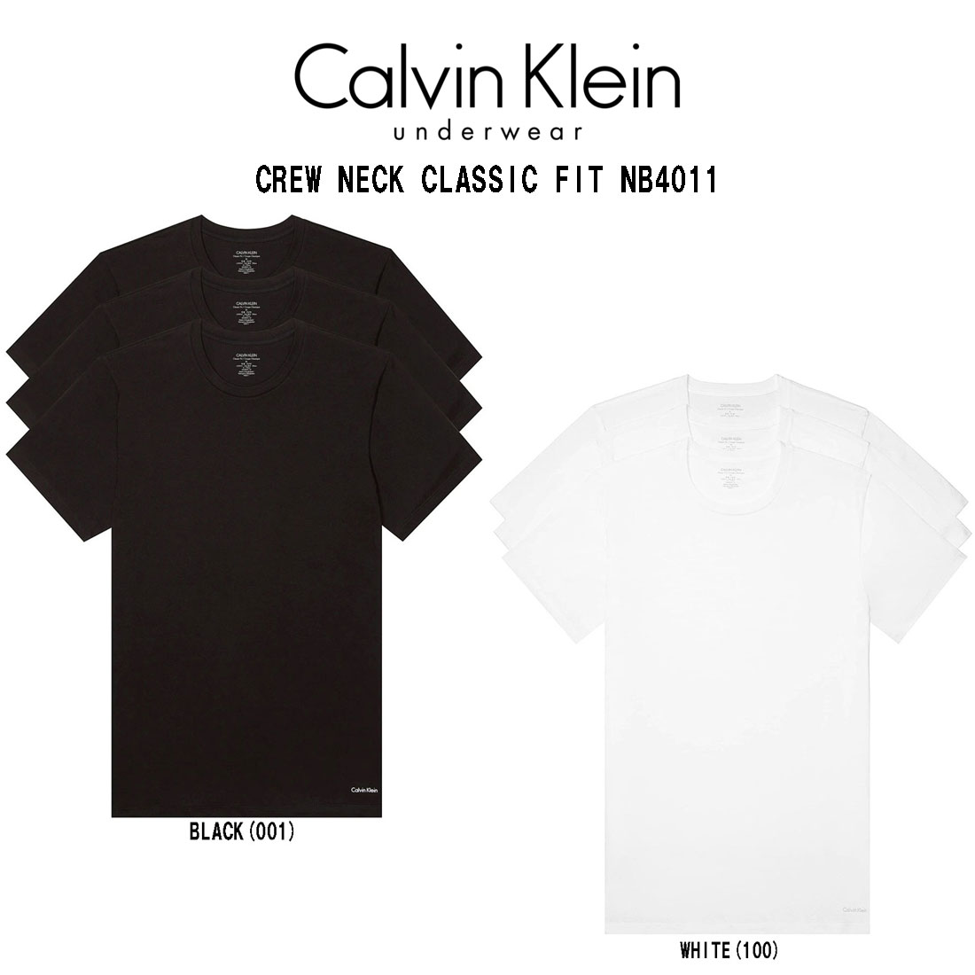 Calvin Klein Tシャツ クルーネック 半袖 3枚セット 肌着 メンズ CREW NECK CLASSIC FIT NB4011