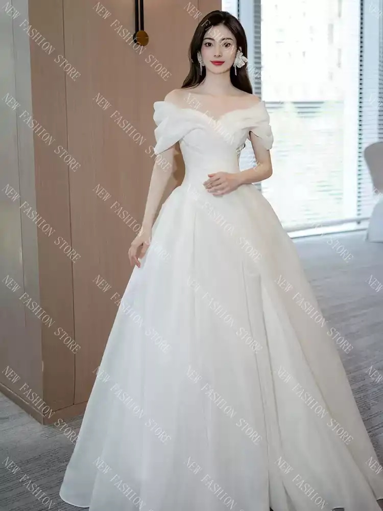 ワンショルダーウェディングドレス新型フレンチドレスワンピース-33 13,436円